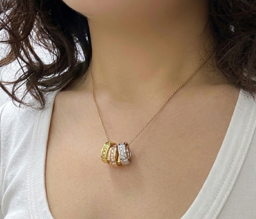 天然ダイヤモンド ペンダント トリニティ K18YG/K18PG/Pt900 1171-NCL