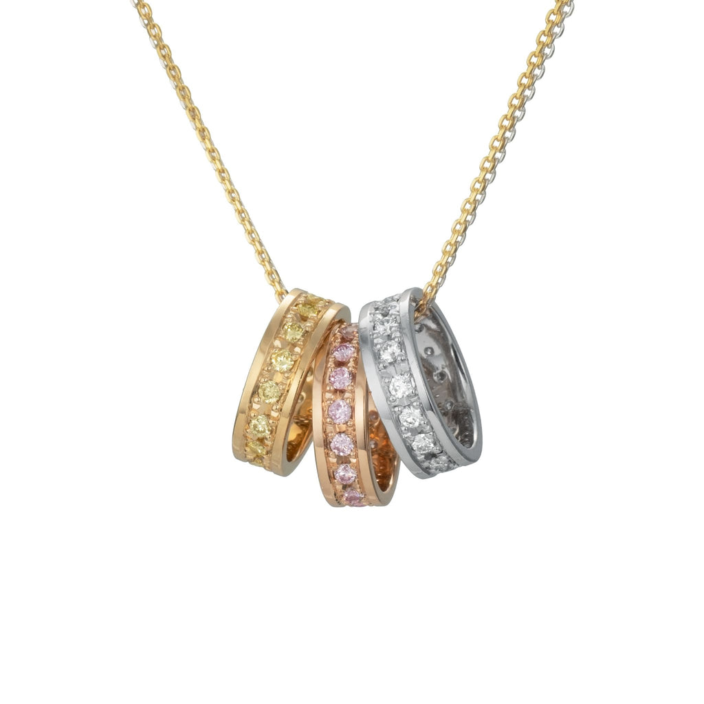 天然ダイヤモンド ペンダント トリニティ K18YG/K18PG/Pt900 1171-NCL