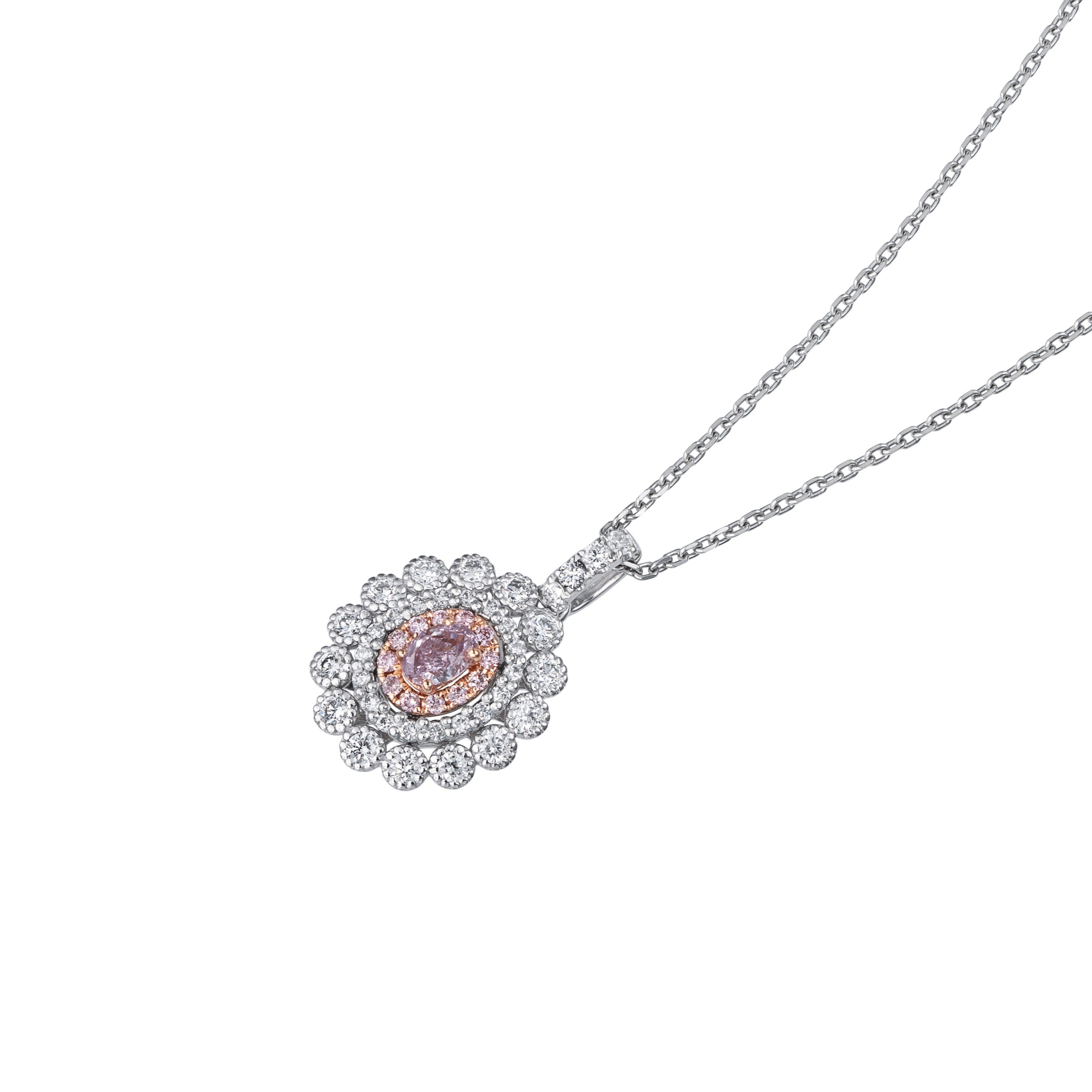 天然ピンクダイヤモンド ペンダント 0.206ct Pt900/K18PG CGL | Arte Rouge