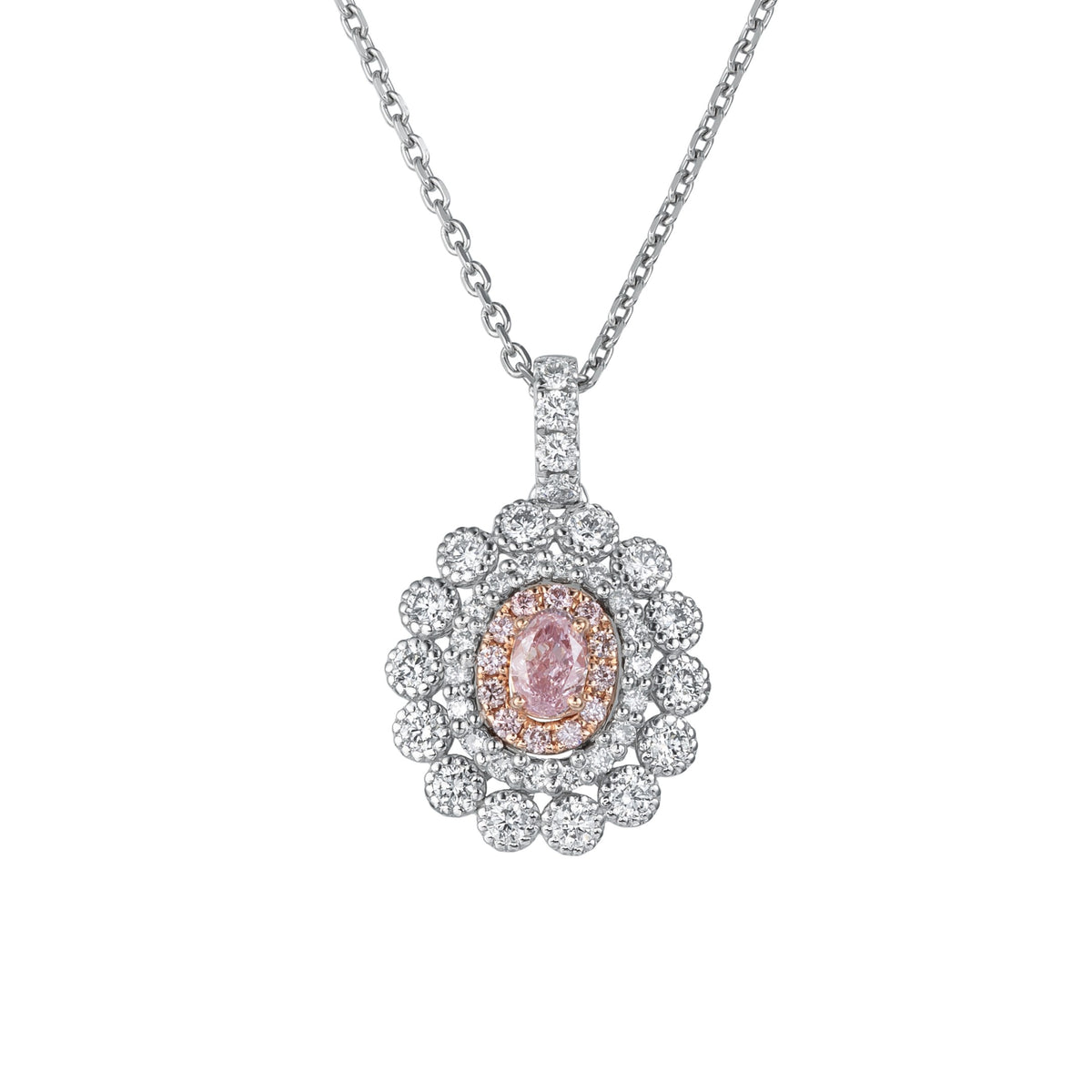 天然ピンクダイヤモンド ペンダント 0.206ct Pt900/K18PG CGL | Arte Rouge