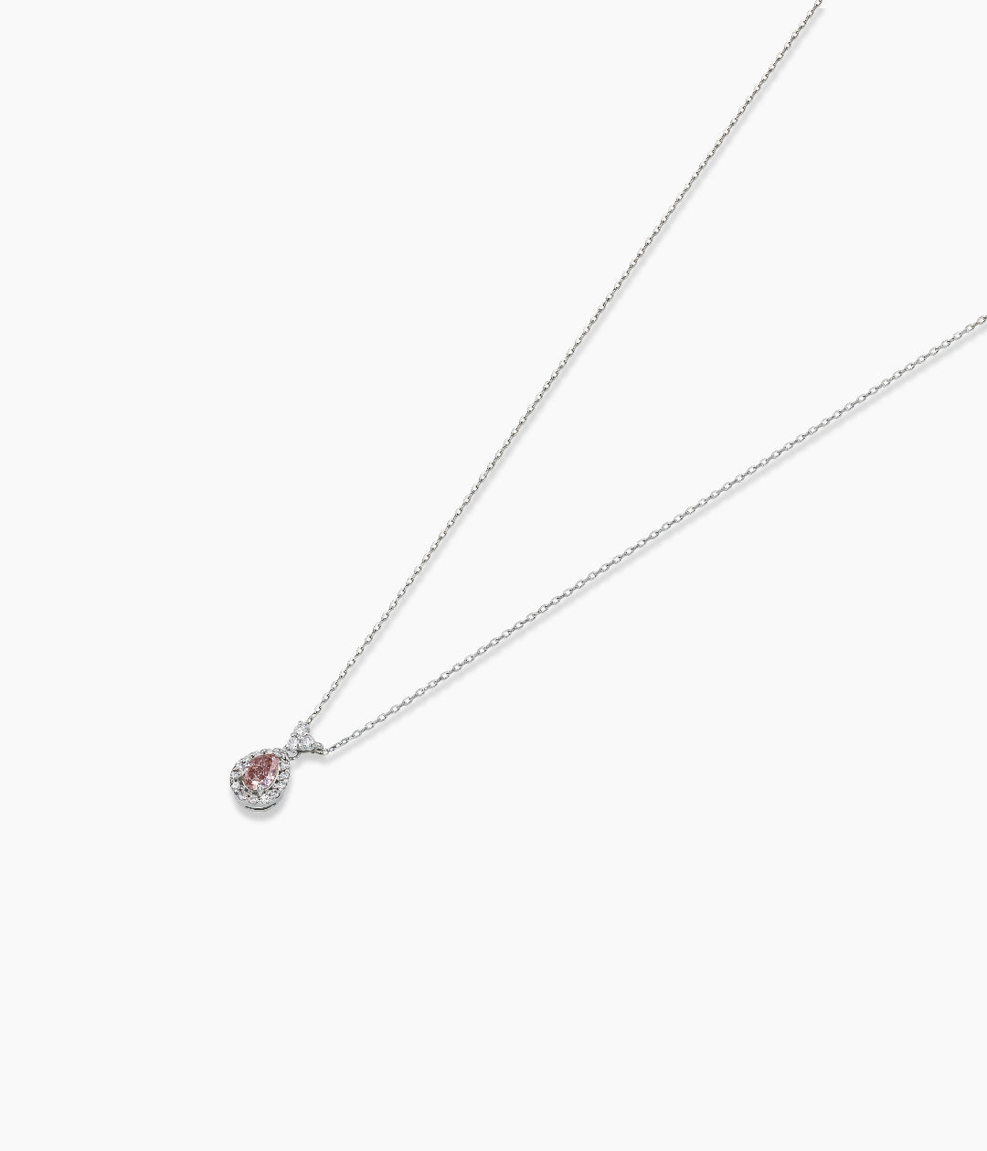 天然ピンクダイヤモンド| ネックレス|ペア シェイプ|ハロー|3130