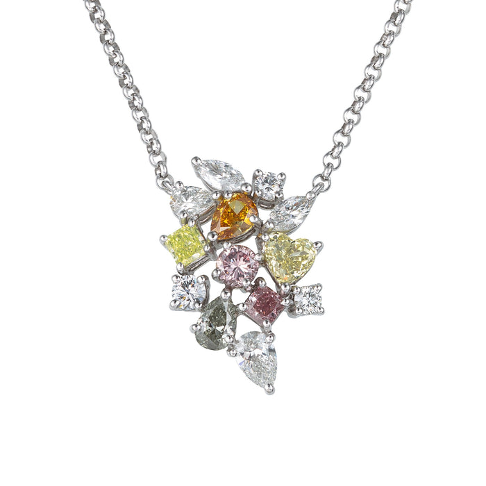 天然カラーダイヤモンド ネックレス 6色マルチカラー Pt900 CGL鑑定付 | NP-1101A