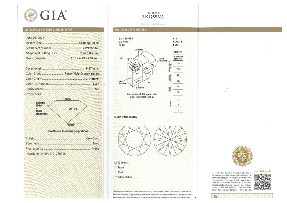 天然 イエローダイヤモンド ラウンド 0.27ct |yellow diamond|GIA|p8677