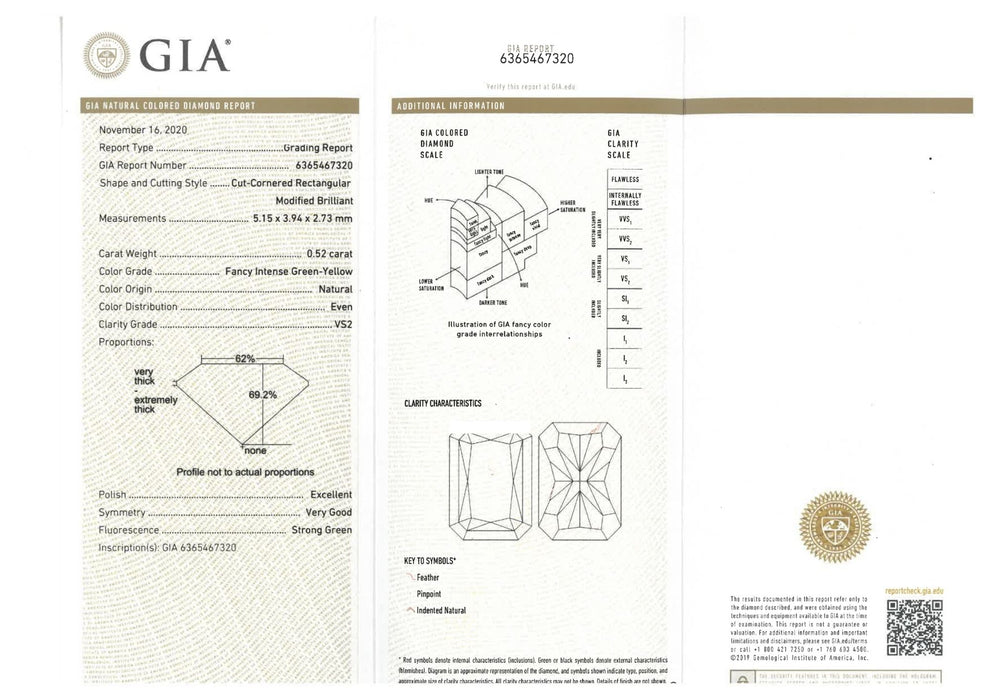 天然 イエローダイヤモンド RCT 0.52ct |yellow diamond|GIA|p9278