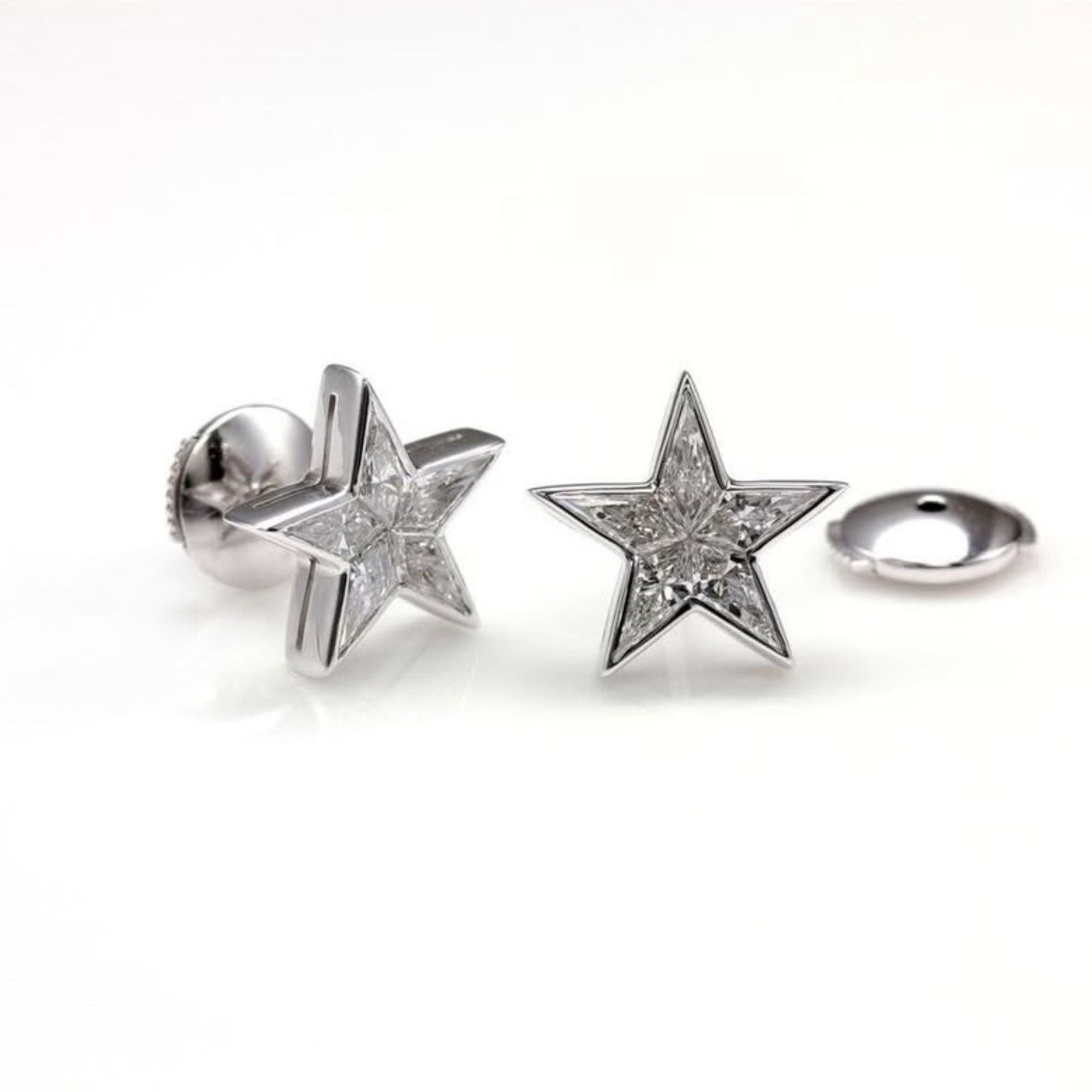 ば*。様 【本物保証】K10WG 天然ダイヤモンド ピアス｜各0.15ct 新品 天然ダイヤモンド 星のピアス K18WG 変形スターカット 0.15ct×5pc